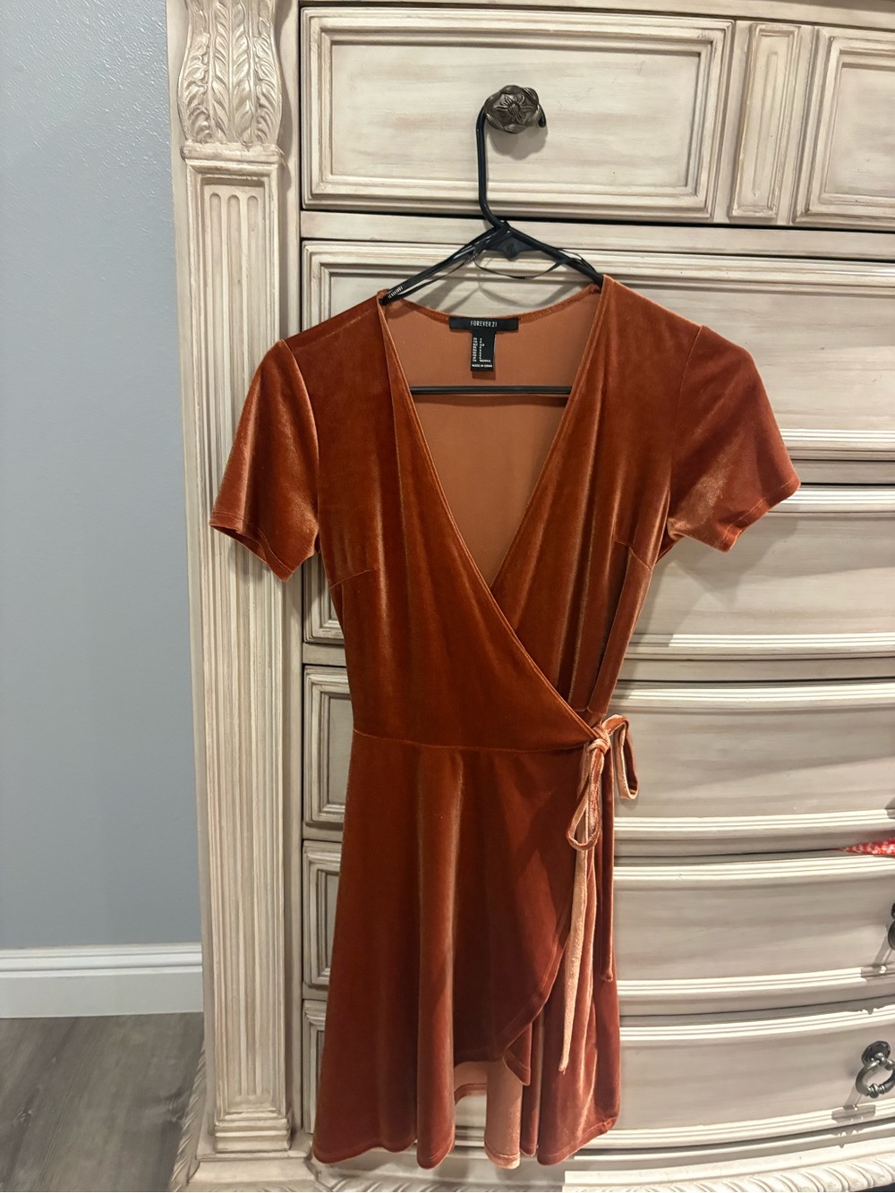Forever 21 Rust Velvet Wrap Dress